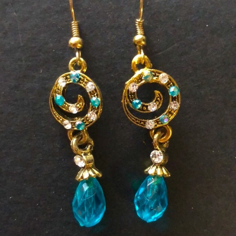 Blue and gold earrings
